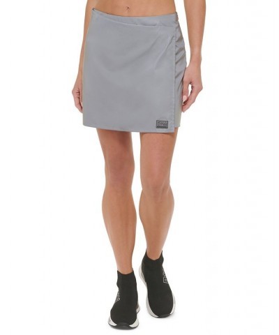 Women's Reflective Faux-Wrap Skirt Silver $19.69 Skirts