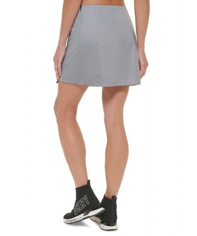 Women's Reflective Faux-Wrap Skirt Silver $19.69 Skirts