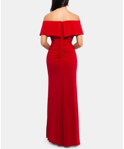 Petite Ruffled Off-The-Shoulder Gown Red $43.86 Dresses