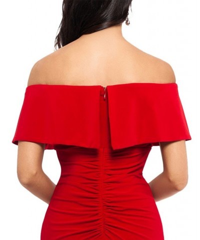 Petite Ruffled Off-The-Shoulder Gown Red $43.86 Dresses