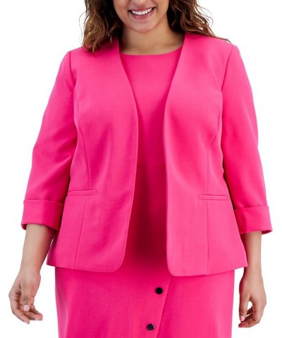 Plus Size Open Front Blazer Pink $28.80 Jackets