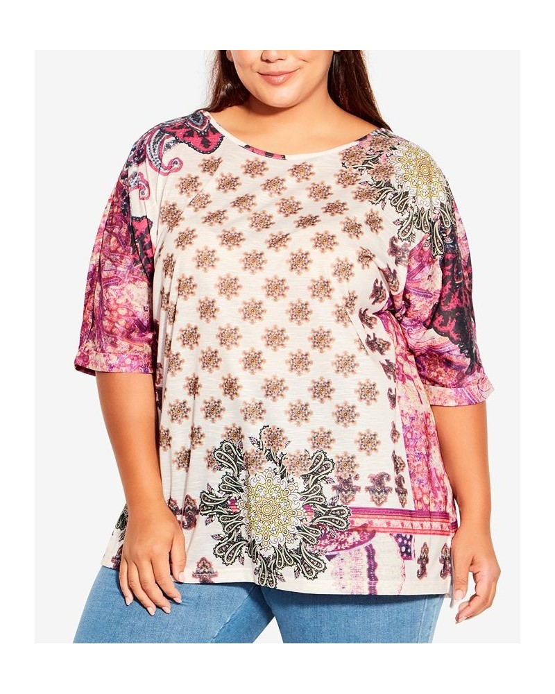 Plus Size Leid Back Scoop Neck Top Ikat Floral $31.27 Tops