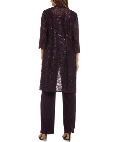 3-Pc. Sequined Lace Pantsuit & Jacket Plum $55.60 Dresses