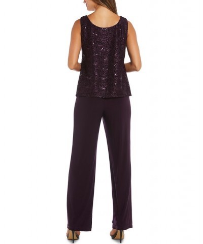 3-Pc. Sequined Lace Pantsuit & Jacket Plum $55.60 Dresses