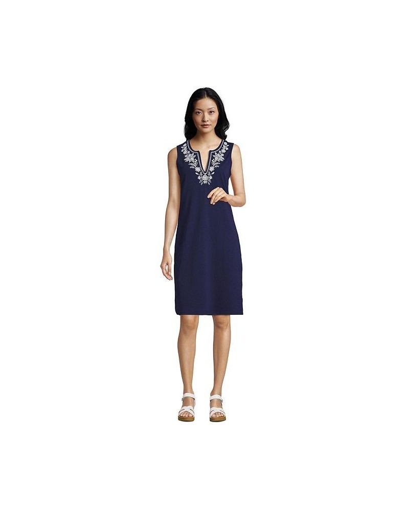 Women's Long Cotton Jersey Sleeveless Swim Cover-up Dress Print Deep sea navy/white $27.97 Swimsuits