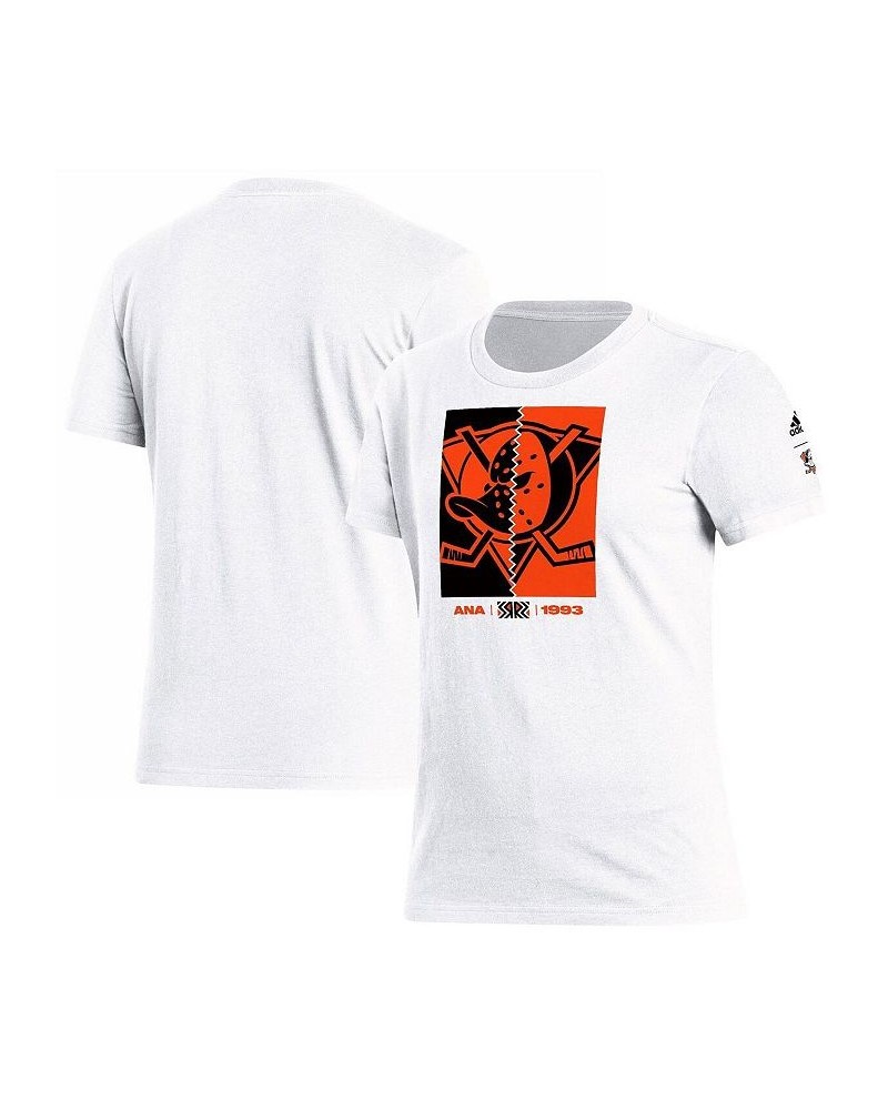 Women's White Anaheim Ducks Reverse Retro 2.0 Playmaker T-shirt White $17.48 Tops