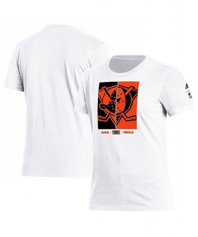 Women's White Anaheim Ducks Reverse Retro 2.0 Playmaker T-shirt White $17.48 Tops