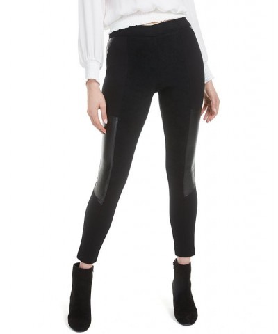 Faux-Leather-Patch Leggings Deep Black $12.66 Pants