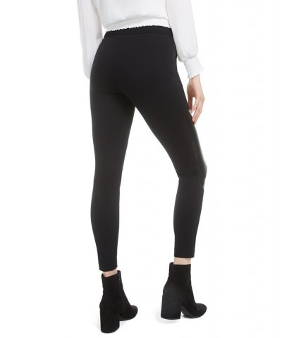 Faux-Leather-Patch Leggings Deep Black $12.66 Pants