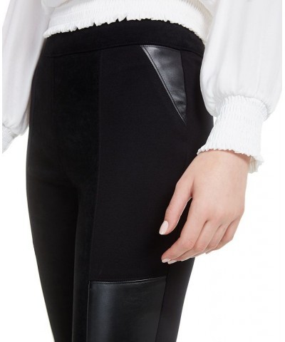 Faux-Leather-Patch Leggings Deep Black $12.66 Pants