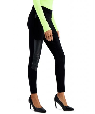 Faux-Leather-Patch Leggings Deep Black $12.66 Pants