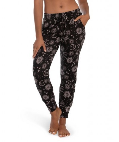 Women's Whistler Moon and Stars Hacci Pant Black $13.76 Sleepwear