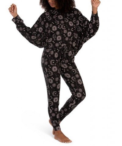 Women's Whistler Moon and Stars Hacci Pant Black $13.76 Sleepwear