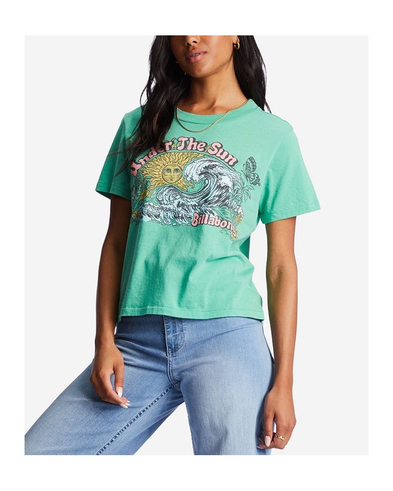 Juniors' Choppy Waters Cotton Screen-Print Tee Sweet Grass $21.57 Tops