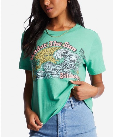 Juniors' Choppy Waters Cotton Screen-Print Tee Sweet Grass $21.57 Tops