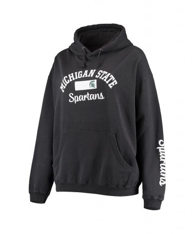 Women's Black Michigan State Spartans Rock n Roll Super Oversized Pullover Hoodie Black $42.39 Sweatshirts