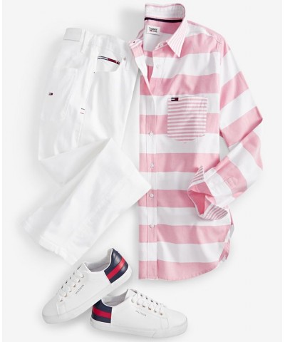 Women's Striped Contrast-Collar Shirt & High-Rise Skinny Ankle Jeans Bright White Combo $24.53 Jeans