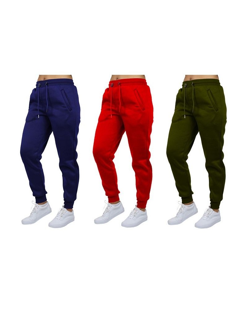 Women's Loose-Fit Fleece Jogger Sweatpants-3 Pack Navy-Red-Olive $38.50 Pants