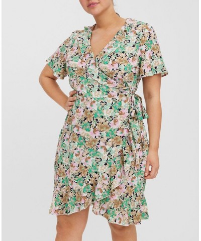 Plus Size Delilah Short Sleeve Wrap Dress Multi $41.58 Dresses