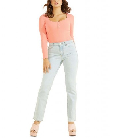 Women's Karlee Henley Top Peach Brulee $22.70 Tops