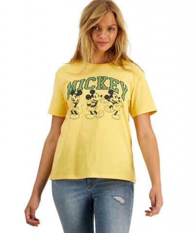 Juniors' Crew-Neck Short-Sleeve Mickey-Mouse-Graphic T-Shirt Golden Cream $10.63 Tops