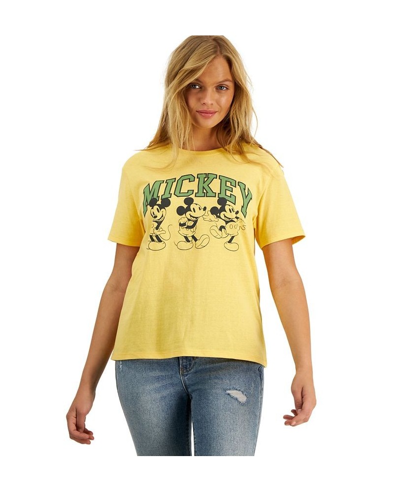 Juniors' Crew-Neck Short-Sleeve Mickey-Mouse-Graphic T-Shirt Golden Cream $10.63 Tops