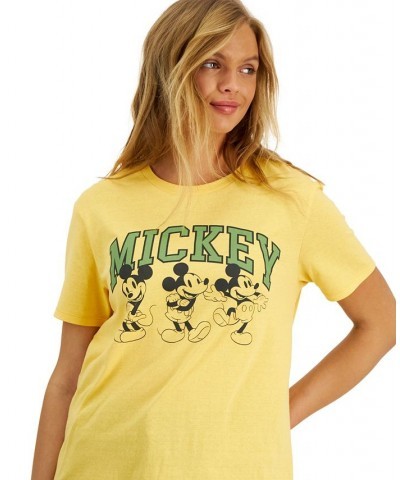 Juniors' Crew-Neck Short-Sleeve Mickey-Mouse-Graphic T-Shirt Golden Cream $10.63 Tops