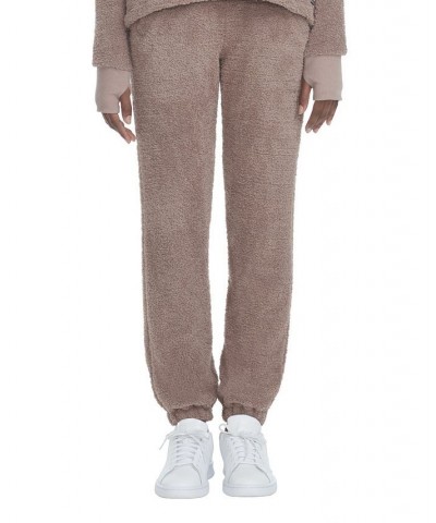 Women's Furry Knit Jogger Pants Brown $26.79 Pants