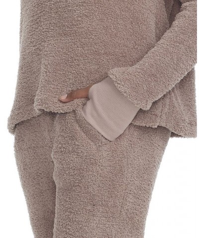 Women's Furry Knit Jogger Pants Brown $26.79 Pants