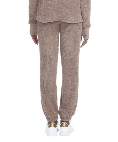 Women's Furry Knit Jogger Pants Brown $26.79 Pants