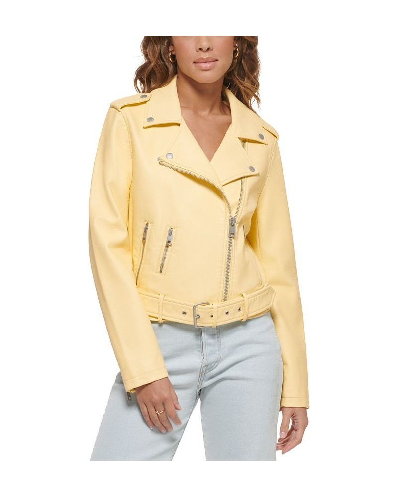 Women's Faux-Leather Moto Jacket Popcorn $40.18 Jackets