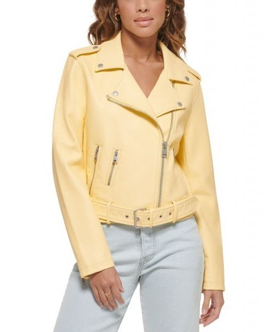 Women's Faux-Leather Moto Jacket Popcorn $40.18 Jackets