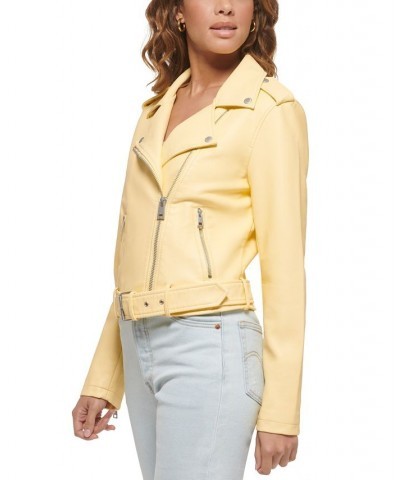 Women's Faux-Leather Moto Jacket Popcorn $40.18 Jackets