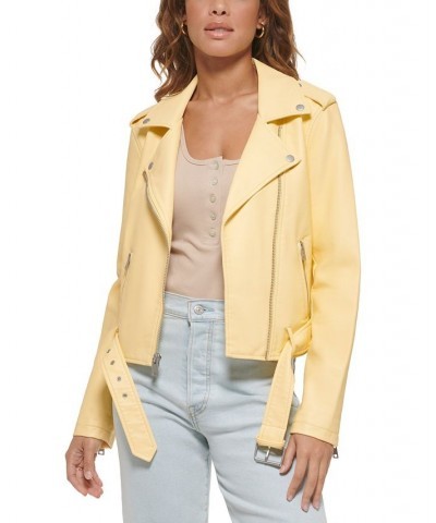 Women's Faux-Leather Moto Jacket Popcorn $40.18 Jackets