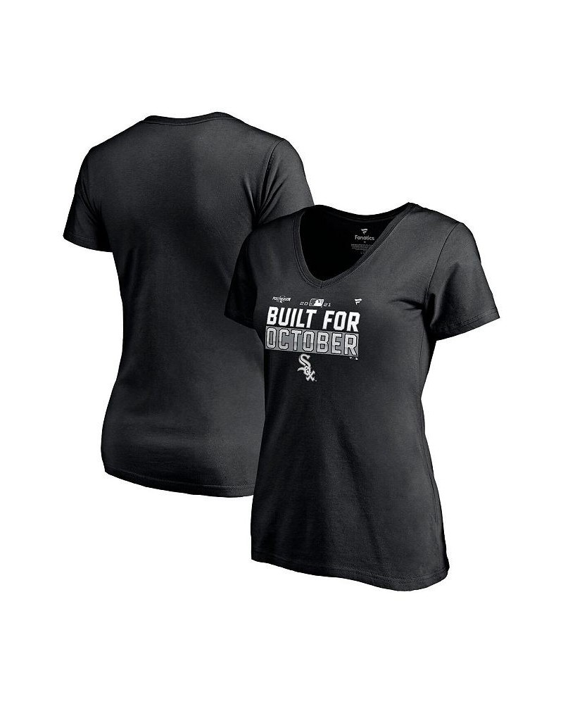 Women's Branded Black Chicago White Sox 2021 Postseason Locker Room Plus Size V-Neck T-shirt Black $19.37 Tops