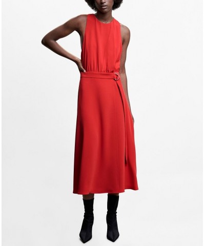 Women's Belt Detail Dress Red $46.20 Dresses