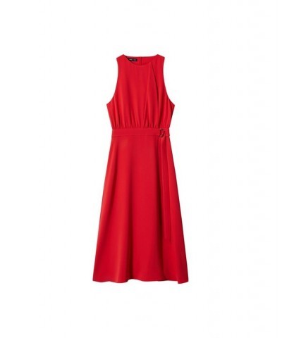 Women's Belt Detail Dress Red $46.20 Dresses