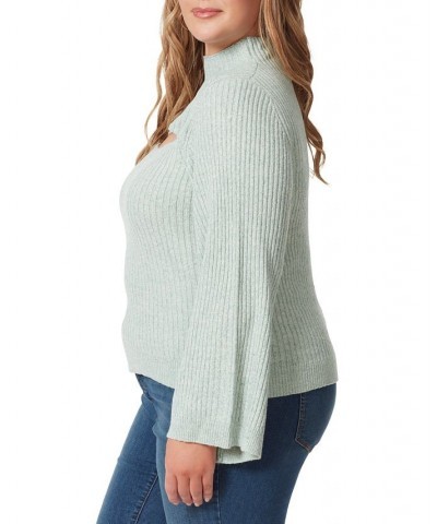 Trendy Plus Size Kaida Cutout Sweater Green $38.34 Sweaters