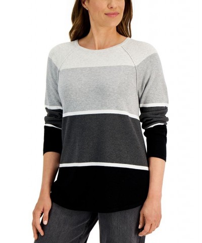 Women's Thea Cotton Colorblocked Sweater Black $11.24 Sweaters