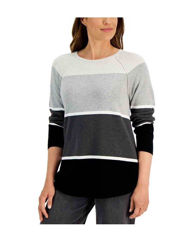 Women's Thea Cotton Colorblocked Sweater Black $11.24 Sweaters