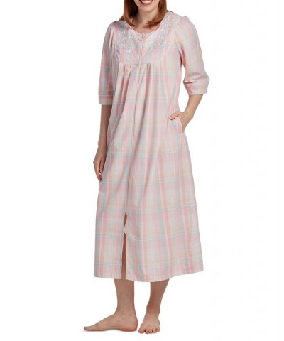 Petite Embroidered Zip-Front Nightgown Orange $26.24 Sleepwear