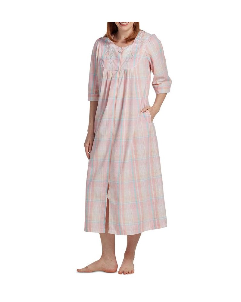 Petite Embroidered Zip-Front Nightgown Orange $26.24 Sleepwear