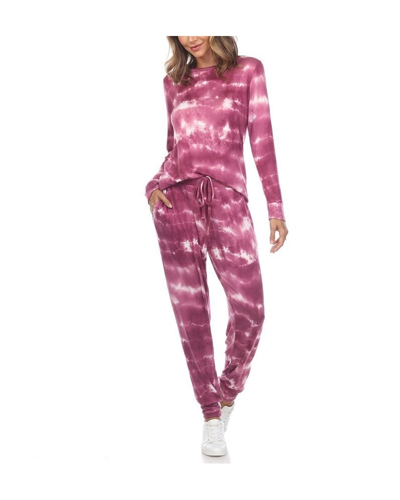 Women's 2 Piece Tie Dye Lounge Set Violet Tie-Dye $20.80 Sleepwear