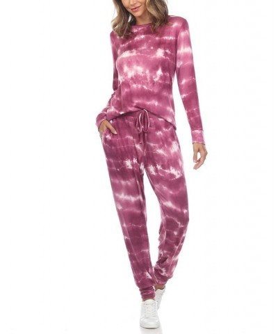 Women's 2 Piece Tie Dye Lounge Set Violet Tie-Dye $20.80 Sleepwear