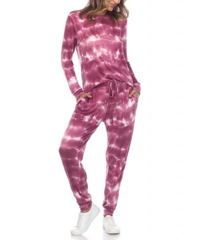 Women's 2 Piece Tie Dye Lounge Set Violet Tie-Dye $20.80 Sleepwear