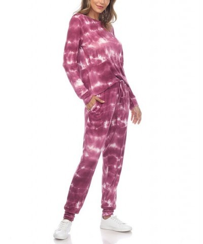 Women's 2 Piece Tie Dye Lounge Set Violet Tie-Dye $20.80 Sleepwear