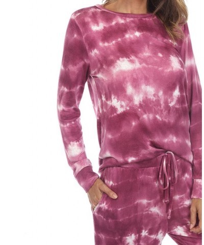 Women's 2 Piece Tie Dye Lounge Set Violet Tie-Dye $20.80 Sleepwear