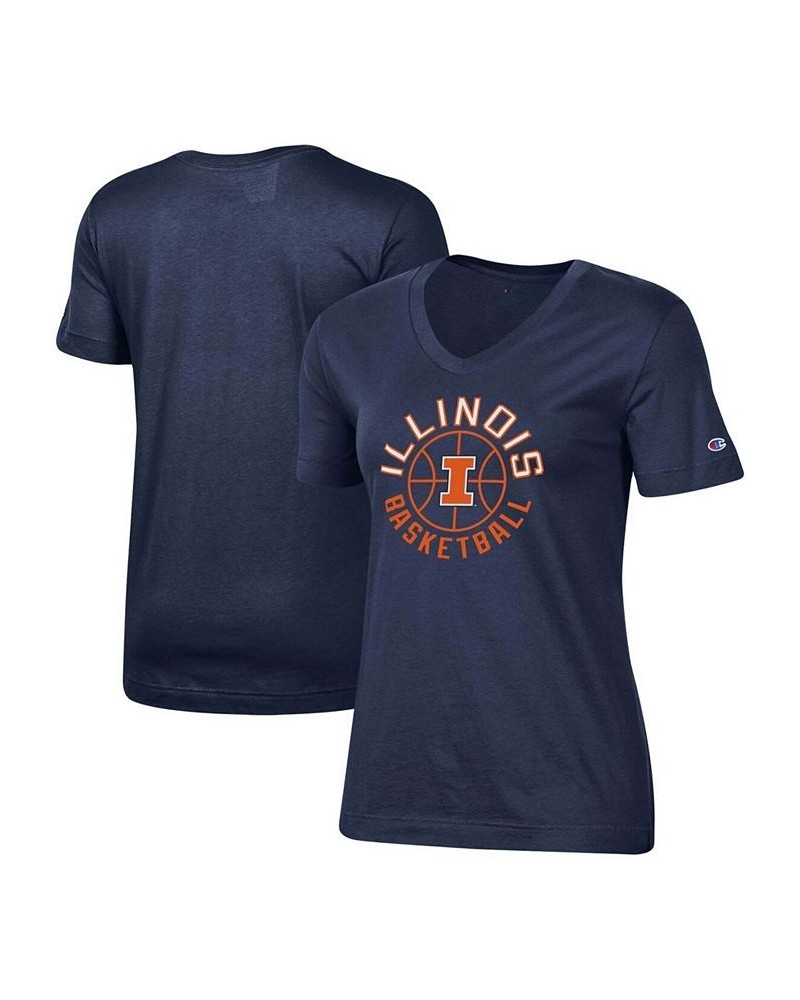 Women's Navy Illinois Fighting Illini Basketball V-Neck T-shirt Navy $19.24 Tops