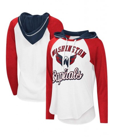 Women's White Red Washington Capitals MVP Raglan Hoodie T-shirt Red $22.50 Tops