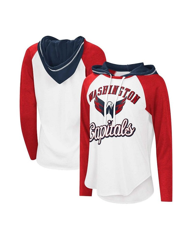 Women's White Red Washington Capitals MVP Raglan Hoodie T-shirt Red $22.50 Tops